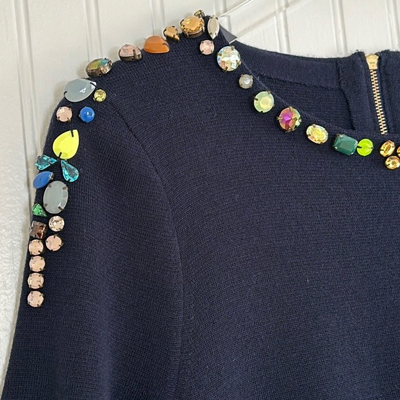 J. Crew Jeweled Crewneck Sweater Navy - Picture 4 of 6